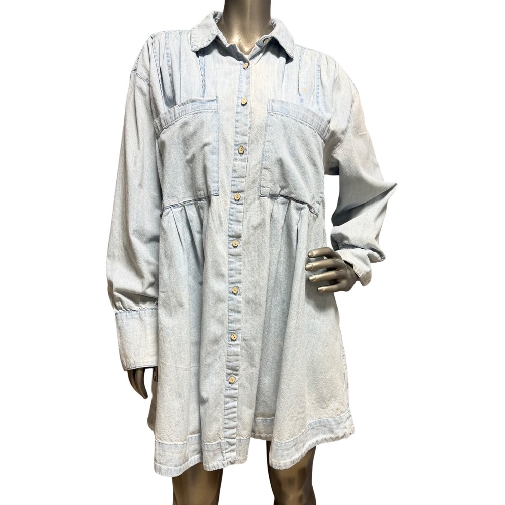 Free People Light Wash Denim Mini Dress